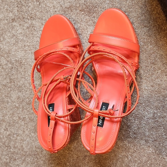 Nine West Wedges new without box Tropical Orange - Picture 1 of 6